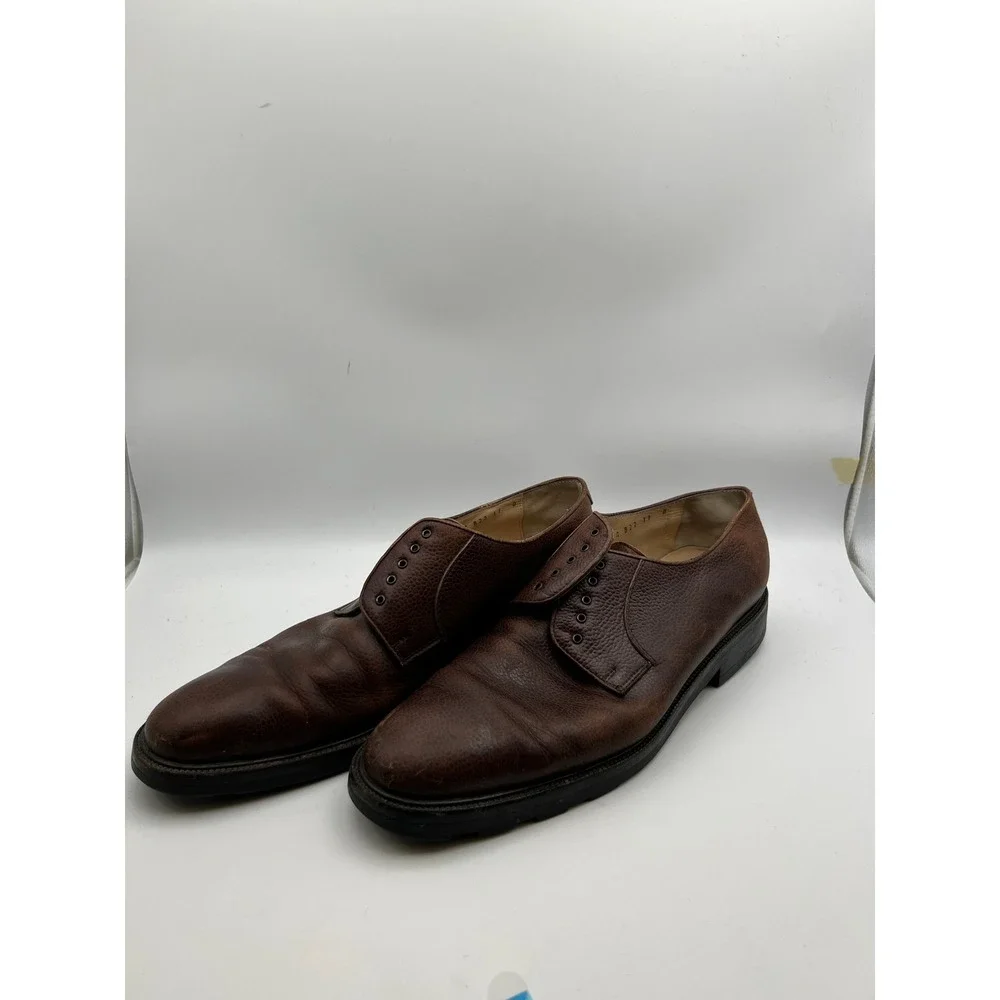 Salvatore Ferragamo Italy Mens 11D Brown Pebbled Leather Derby Shoes 3484 B22